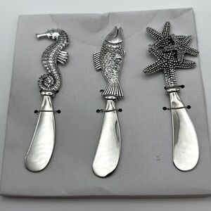 New Oak and Olive Coastal Ocean sea animals Cheese & Dip Spreader Set of 3